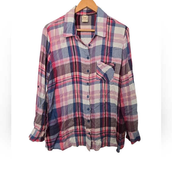 Faded Glory Tops - Faded Glory Plaid Button-Up Shirt Size 2x